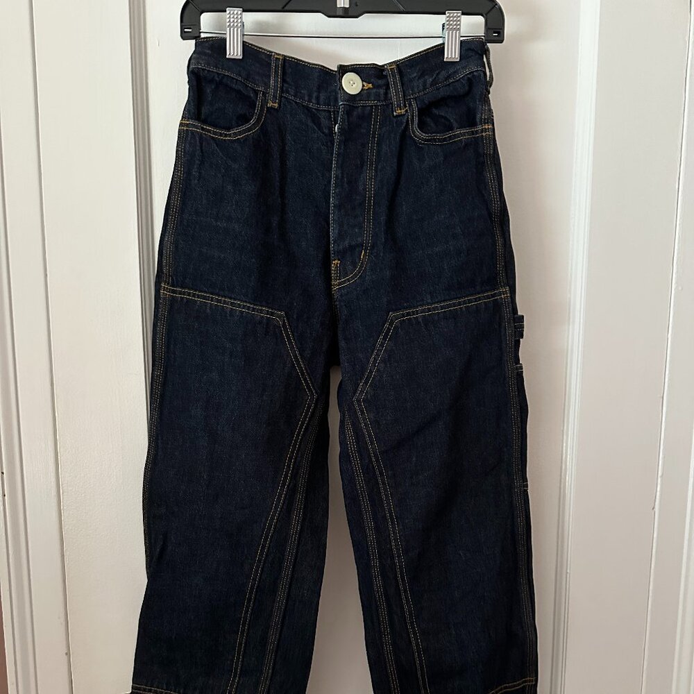 Jesse Kamm patchfront handy pants, dark blue denim ~ small size 6 (please read) - Picture 2 of 10